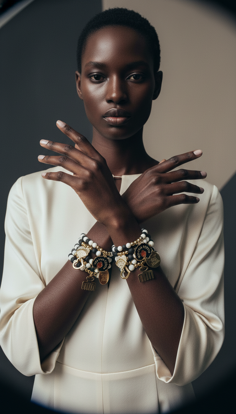 Matte Black and White Black Girl Magic Bracelets: