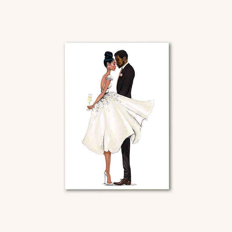 black wedding bride and groom anniversary card black greeting card