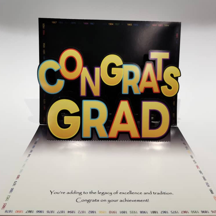 107 HBCUs card. Historically Black Colleges & Universities graduation card inside image