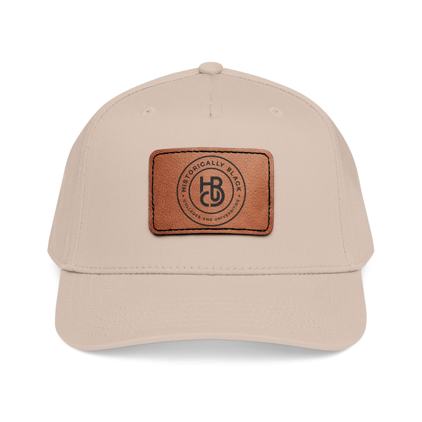 Leather Patch Baseball Cap — Classic Mid-Profile Hat with Rectangular Leather Emblem