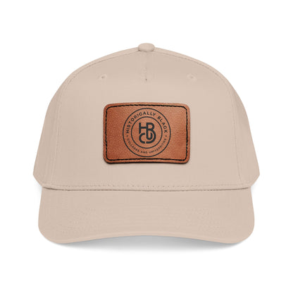 Leather Patch Baseball Cap — Classic Mid-Profile Hat with Rectangular Leather Emblem