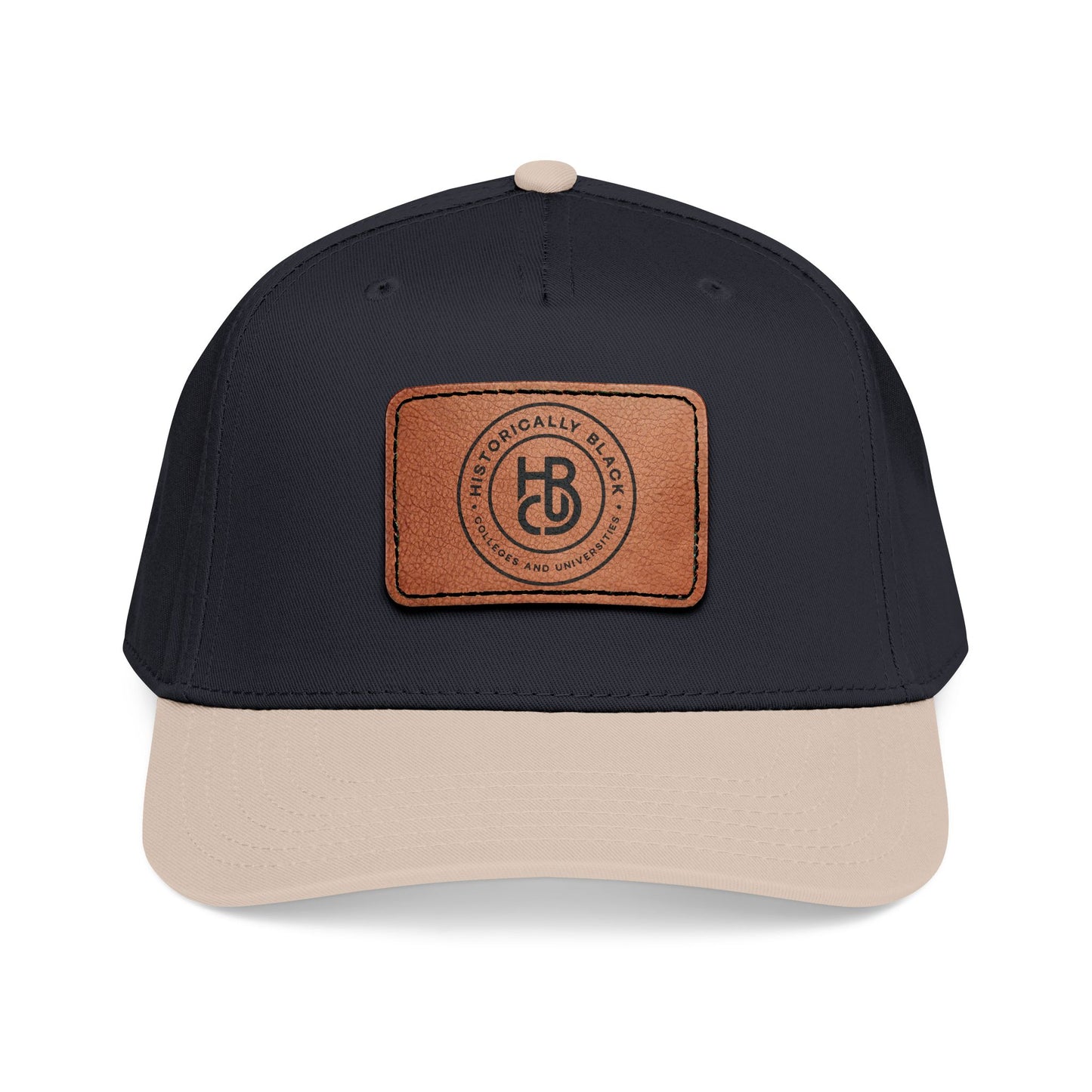 Leather Patch Baseball Cap — Classic Mid-Profile Hat with Rectangular Leather Emblem