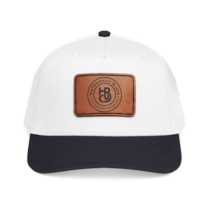 Leather Patch Baseball Cap — Classic Mid-Profile Hat with Rectangular Leather Emblem