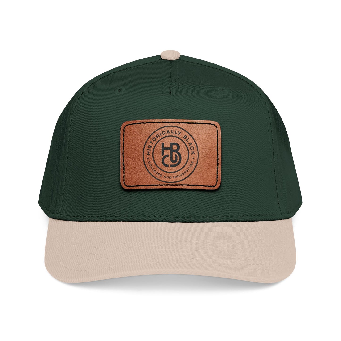Leather Patch Baseball Cap — Classic Mid-Profile Hat with Rectangular Leather Emblem