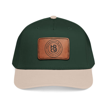 Leather Patch Baseball Cap — Classic Mid-Profile Hat with Rectangular Leather Emblem