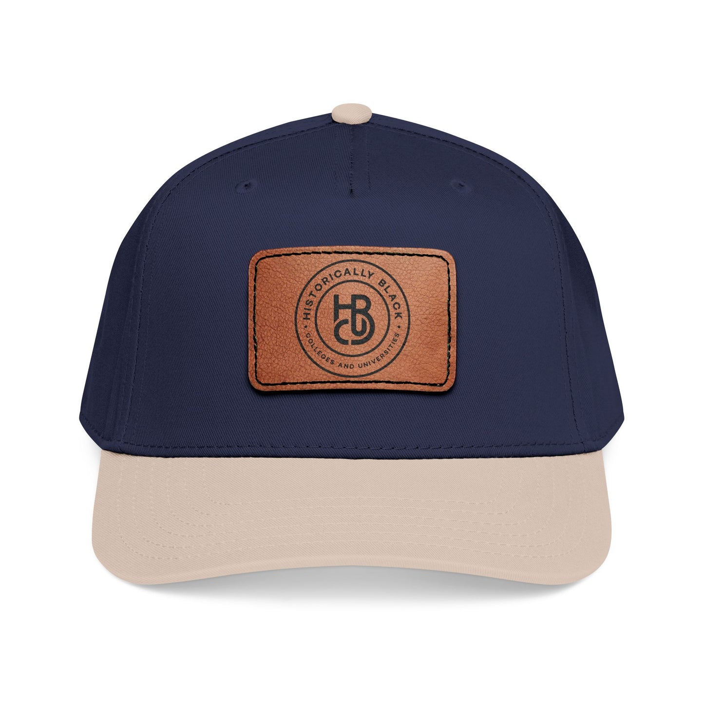 Leather Patch Baseball Cap — Classic Mid-Profile Hat with Rectangular Leather Emblem