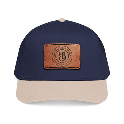 Leather Patch Baseball Cap — Classic Mid-Profile Hat with Rectangular Leather Emblem