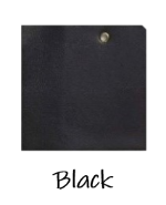 Black leather sample with a visible grain texture on a white background