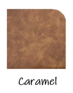 Brown leather texture swatch labeled 'Caramel' on a white background