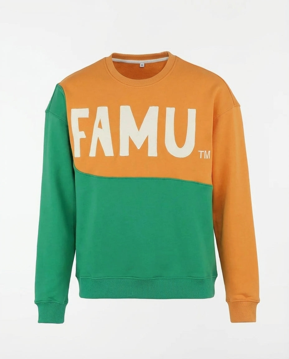 Florida A&M University FAMU orange and green sweatshirt 