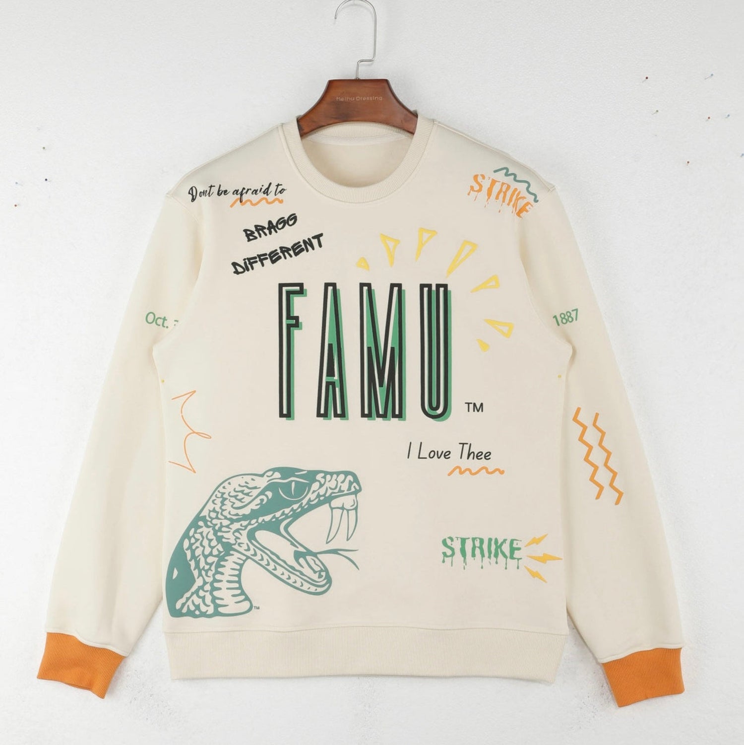 front of famu sweatshirt bright graphics 
