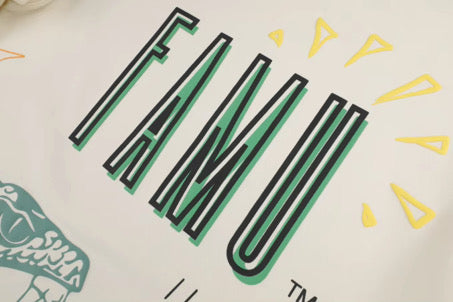Logo with 'FAMU' text and decorative elements on a light background