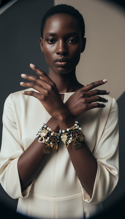 Matte Black and White Black Girl Magic Bracelets: