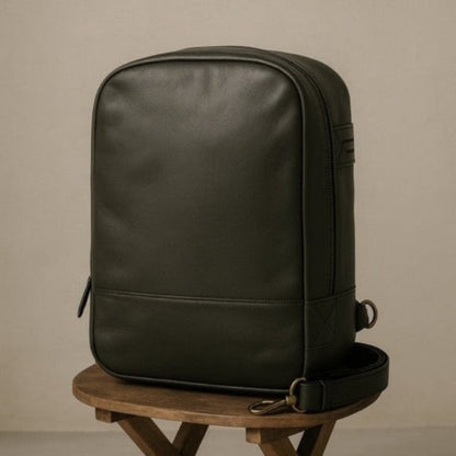 The Nomad Pack buffalo leather bag perfect for travelers, motorcycle riders and anyone on the go.