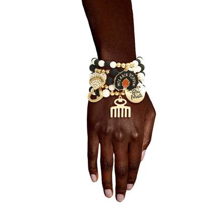 Melanin poppin bracelet perfect for a Christmas stocking stuffer.